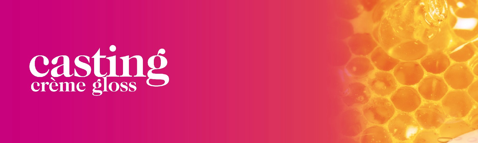 Banner Casting crème gloss em fundo em tons de rossa e laranja