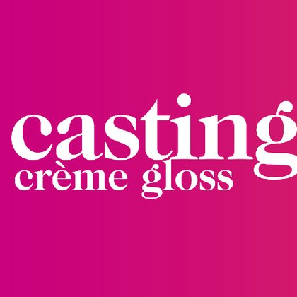 Banner Casting crème gloss em fundo em tons de rossa e laranja