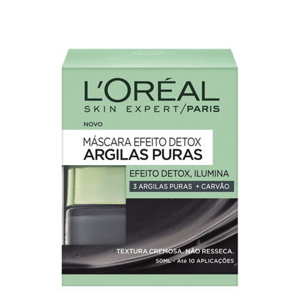 máscara facial efeito detox argilas puras embalagem