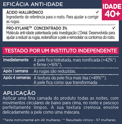 rótulo Creme de noite Anti Rugas Revitalift Laser